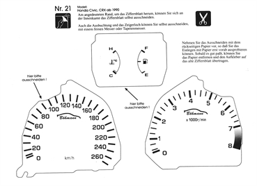 BMS Racing Tachofolie weiß für ED9 Bj.`89.92