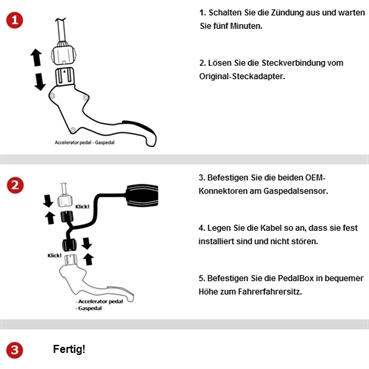 DTE Systems PedalBox 3S für VW Eos 1F ab 2006 1.4L TSI R4 90KW Gaspedal Chip Tuning Pedaltuning