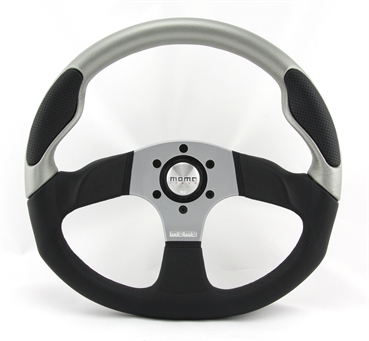 Momo Leder Sportlenkrad Commando 350mm schwarz, grau grau steering wheel volante