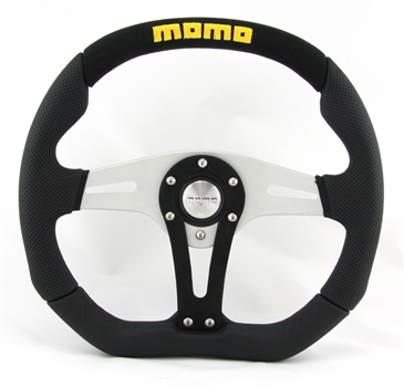 Momo Leder Sportlenkrad Trek Alcantara 350mm schwarz silber schwarz Alcantara steering wheel volante