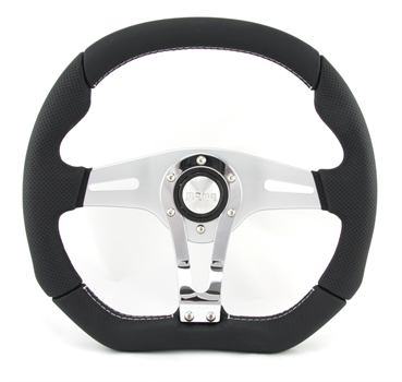 Momo Leder Sportlenkrad Trek R 350mm schwarz silber chrom steering wheel volante