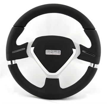 Momo Leder Sportlenkrad Millenium EVO 320mm schwarz silber steering wheel volante