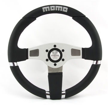 Momo Leder Sportlenkrad Net 350mm schwarz silber steering wheel volante