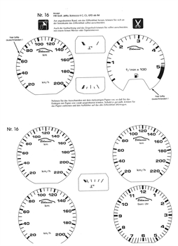 BMS Racing Tachofolie weiß für VW Golf, Jetta, Scirocco 2 C, Cl, GTD ab `84