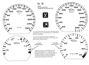 BMS Racing Tachofolie weiß für VW Corrado G-60, VW Passat 16V/ G-60 ab 2/88
