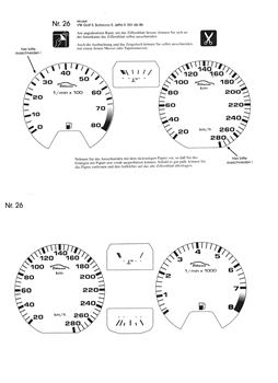 BMS Racing Tachofolie weiß für VW Golf 2, Scirocco 2, Jetta 2 16V ab `86