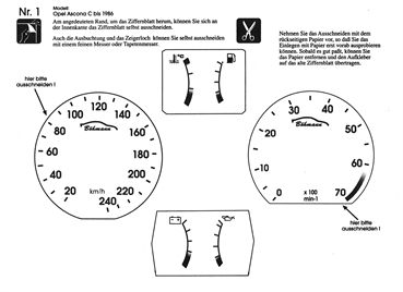 BMS Racing Tachofolie weiß für Opel Ascona C bis 1986