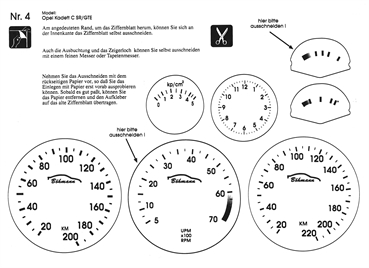 BMS Racing Tachofolie weiß für Opel Kadett C SR / GTE