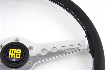 Momo Leder Sportlenkrad Heritage California 360mm schwarz silber chrom steering wheel volante