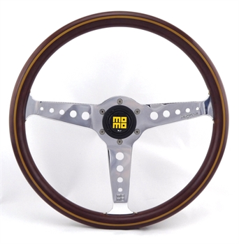 Momo Holz Mahagoni Sportlenkrad Heritage California 360mm braun silber chrom steering wheel volante