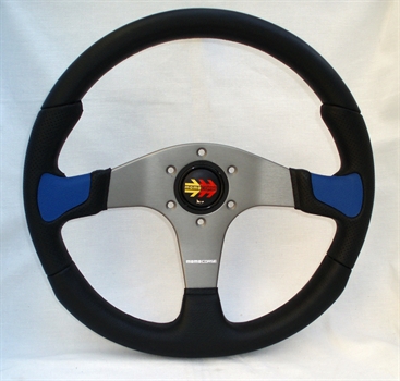 Momo Polyurethan Sportlenkrad Devil 350mm schwarz blau anthrazit silber steering wheel volante