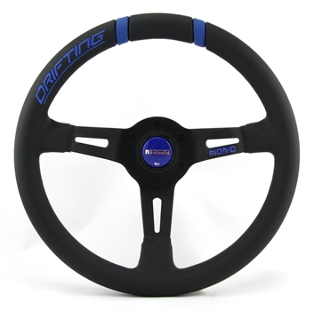 Momo Leder Sportlenkrad Drifting 330mm schwarz blau steering wheel volante