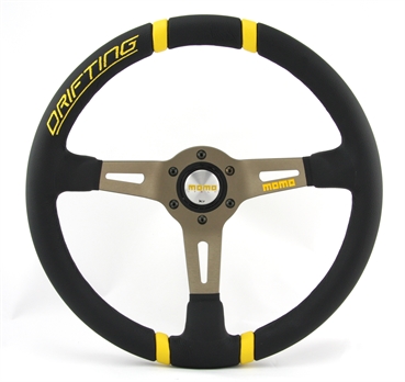 Momo Leder Sportlenkrad Drifting 350mm schwarz gelb anthrazit steering wheel volante