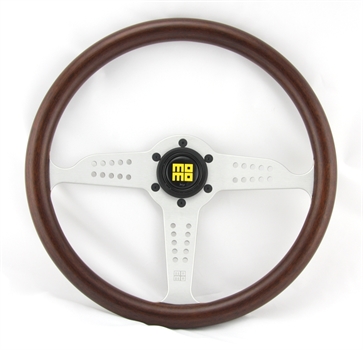 Momo Holz Mahagoni Sportlenkrad Heritage Grand Prix 350mm nussbaum matt silber steering wheel volante