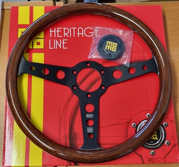 Momo Holz Mahagoni Sportlenkrad Heritage Indy 350mm braun schwarz steering wheel volante