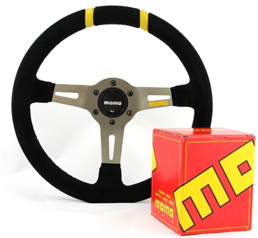 Momo Wildleder Sportlenkrad Drifting 330mm schwarz gelb anthrazit steering wheel volante