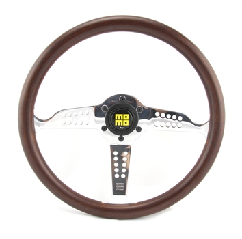 Momo Holz Mahagoni Sportlenkrad Heritage Super Grand Prix 350mm nussbaum matt verchromt steering wheel volante