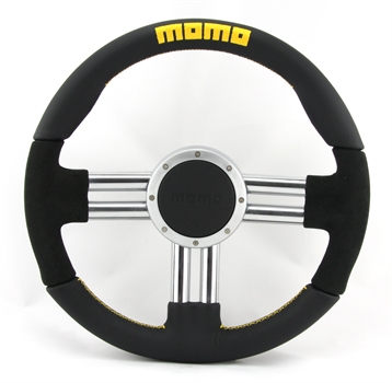 Momo Leder Sportlenkrad V6 EVO 350mm schwarz chrom steering wheel volante