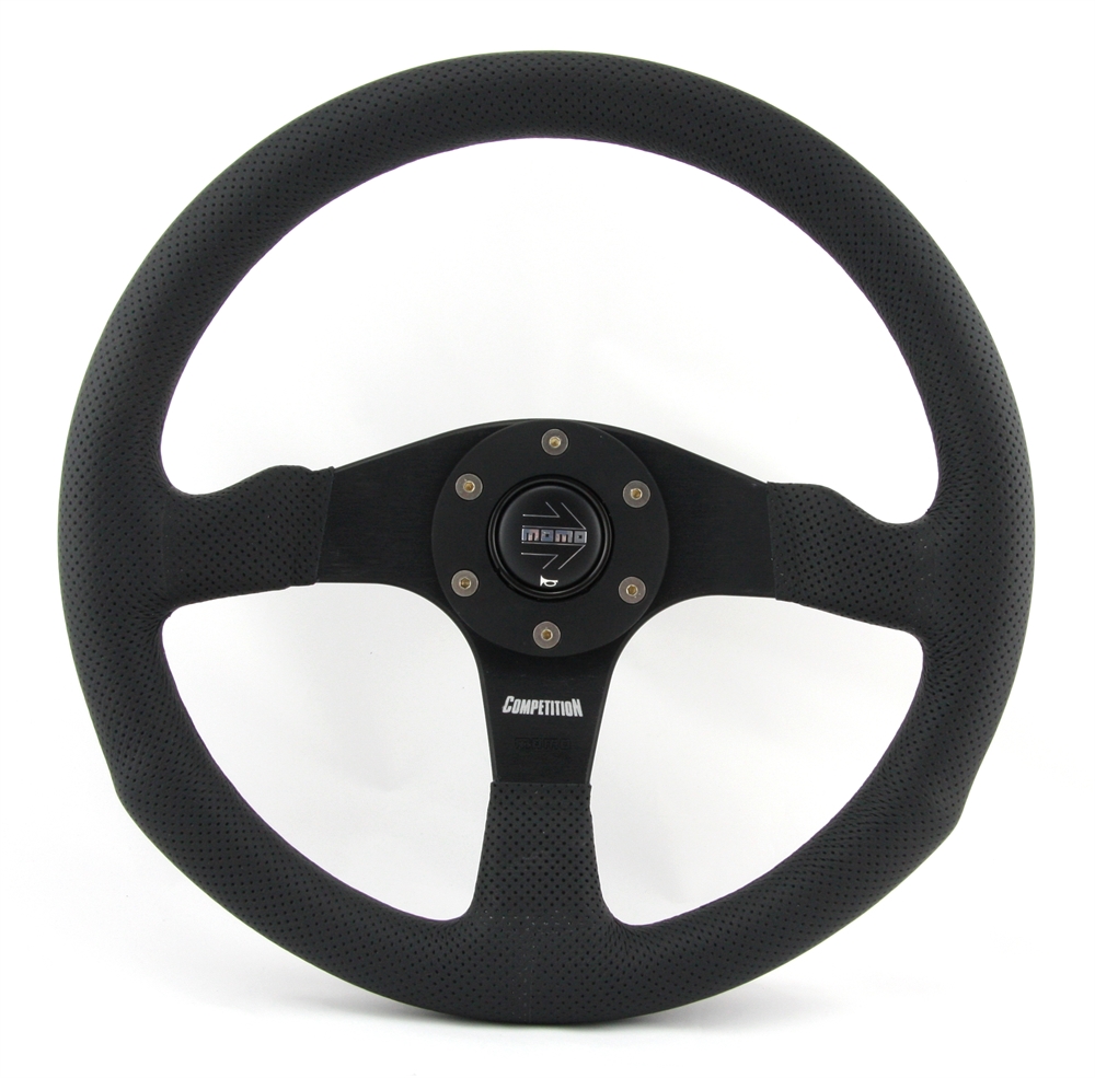 BMS Racing Autotuning - Momo Leder gelocht Sportlenkrad Competition 350mm  schwarz black steering wheel volante