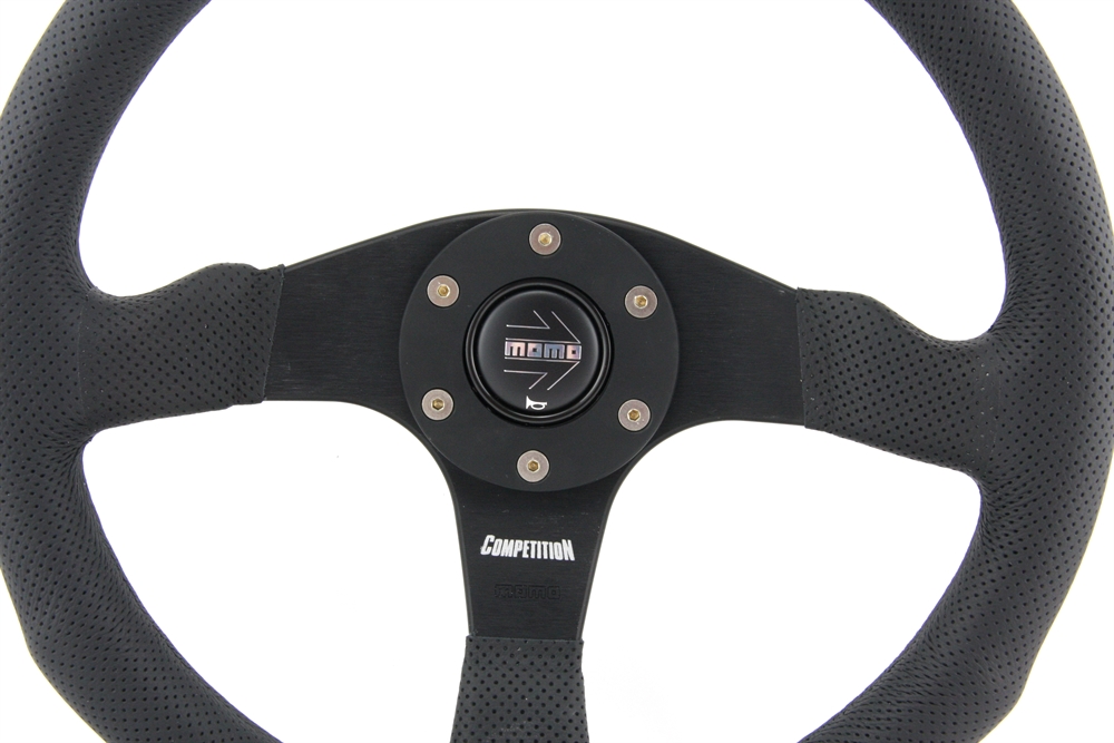 BMS Racing Autotuning - Momo Leder gelocht Sportlenkrad Competition 350mm  schwarz black steering wheel volante