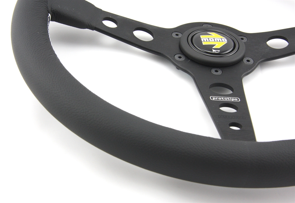 BMS Racing Autotuning - Momo Leder Sportlenkrad Prototipo 350mm schwarz  black steering wheel volante