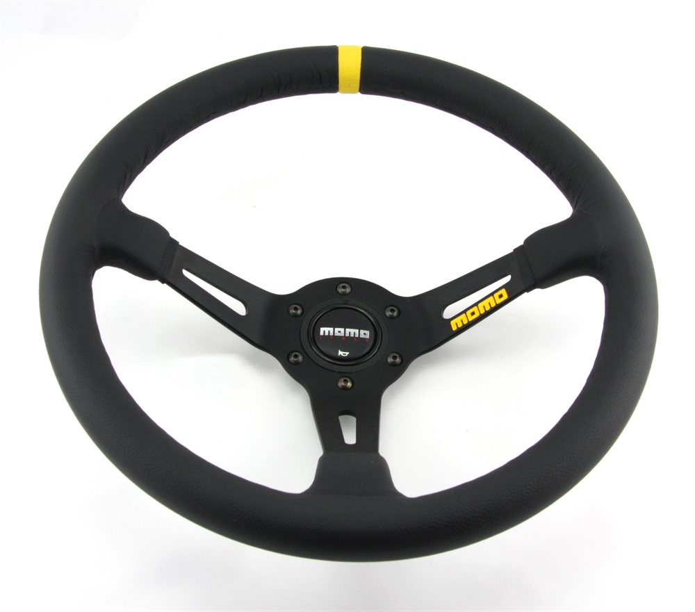BMS Racing Autotuning - Momo Leder Sportlenkrad Modell MOD. 08 350mm  schwarz black steering wheel volante