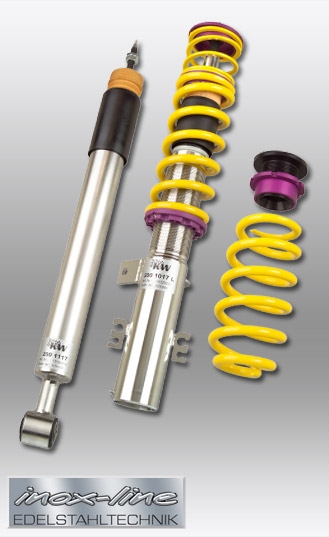 KW Gewindefahrwerk Variante 2 INOX-Line 35-70/ 35-70mm härteverstellbar für VW Fox Typ 5Z Bj. ab 04/05 härteverstellbar
