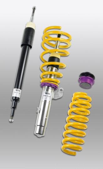 KW Gewindefahrwerk Street Comfort 20-40/ 15-35mm härteverstellbar für BMW 3er Typ E46, 346L, 346C, 346R Lim., Coupe, Touring, Cabrio mit einteiliger VA-Hauptfeder Bj. ab 05/98 härteverstellbar