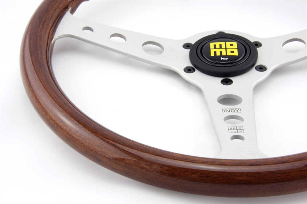 BMS Racing Autotuning - Momo Holz Mahagoni Sportlenkrad Heritage Indy 350mm  braun silber steering wheel volante