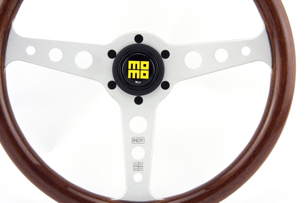 BMS Racing Autotuning - Momo Holz Mahagoni Sportlenkrad Heritage Indy 350mm  braun silber steering wheel volante