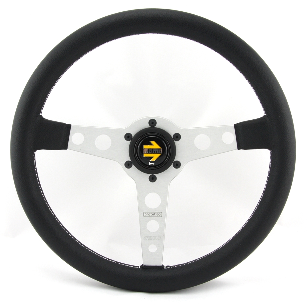 BMS Racing Autotuning - Momo Leder Sportlenkrad Prototipo 370mm schwarz  silber steering wheel volante